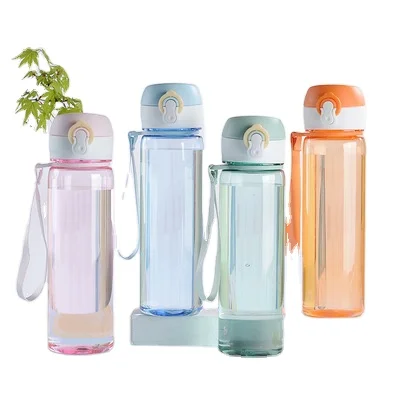 

500ml Plastic Cup Summer Outdoor Portable Water Bottle, As picture