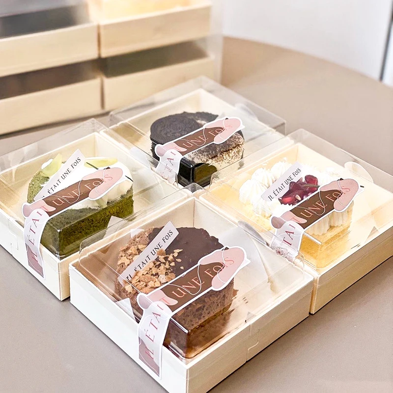 

DIY Wooden Macarons Packaging Box Dessert Container With Clear Plastic Cover