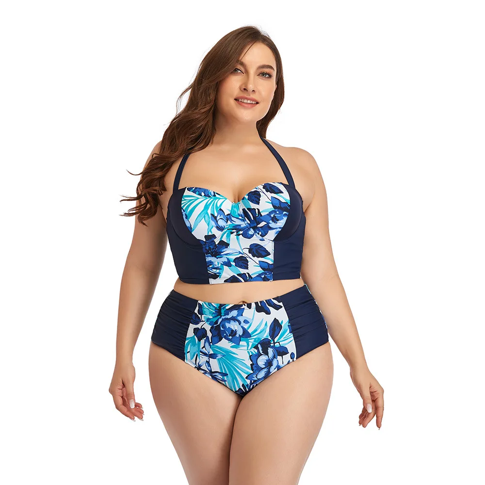 

PSWS2044 Apparel Manufacturer Lady Push up Patchwork High Waist Sexy Women Bikini Set Plus Size Swimwear, As show