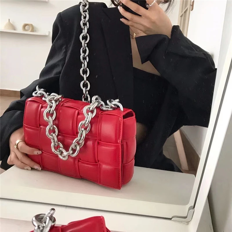 

Fashion Solid Chain Weave Bags Women Handbags Ladies Shoulder Crossbody Bag Armpit Women Bags