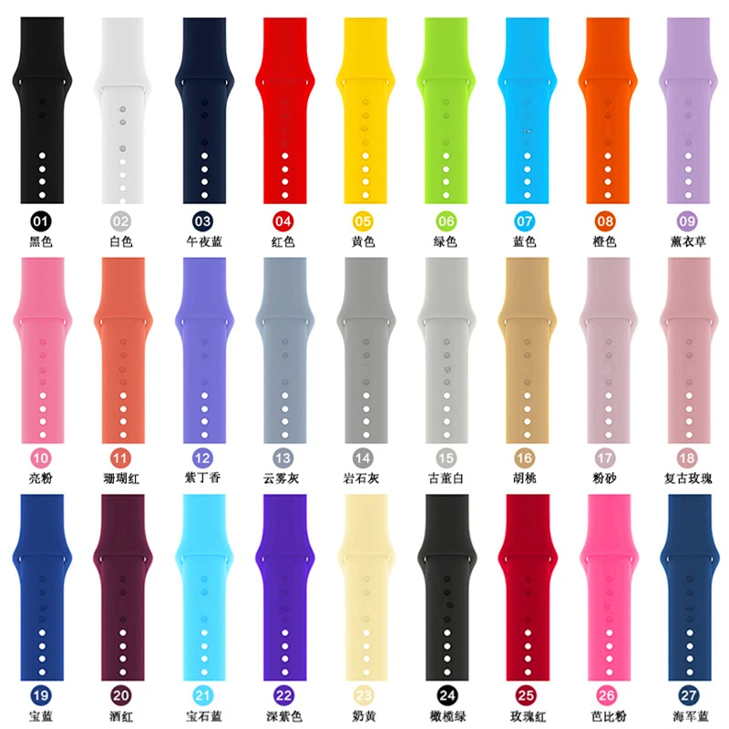 

Free Shipping High Quality Soft Sport Silicone Watch Straps for Apple Watch 38mm 40mm 42mm 44mm watch bands For iWatch Bands