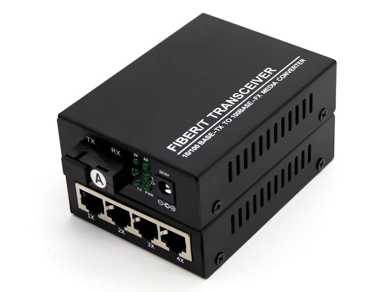 HDV 10 100base 4rj45 4-poarte fiber Optic media converter
