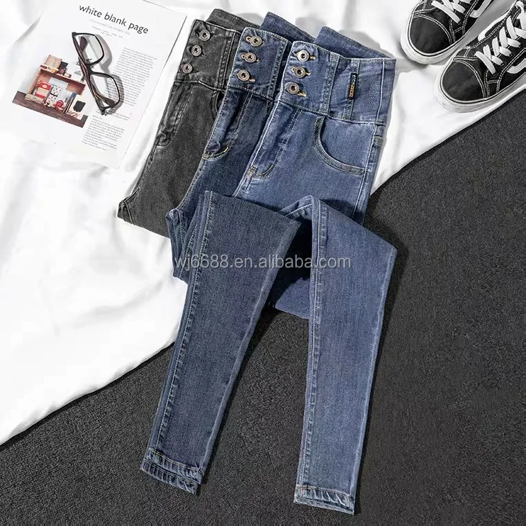 

Large capacity classic stretch spandex jeans slim pencil fit trousers women jeans
