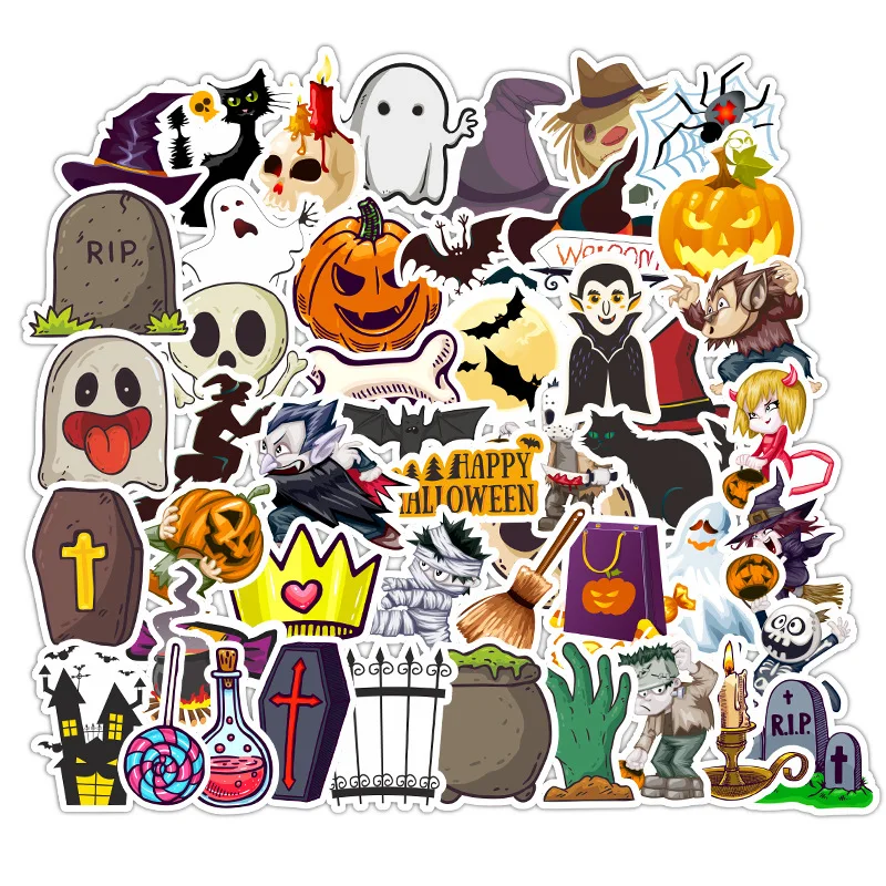 

2021 Christmas Eve Halloween pumpkin die cut waterproof stickers for luggage helmet carriage