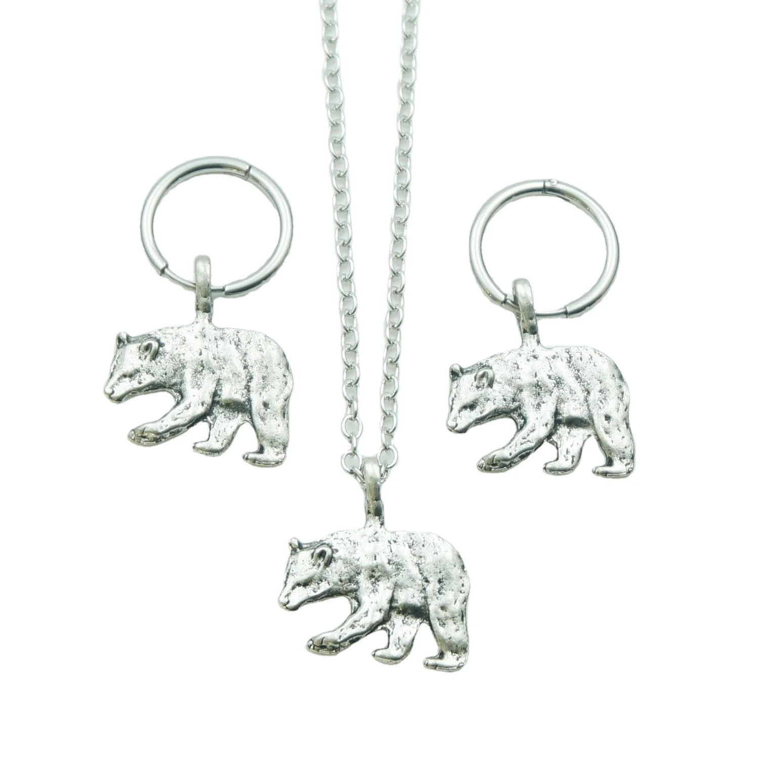 

SanLan Walking Bear Necklace Earring Set Women Jewelry Gift