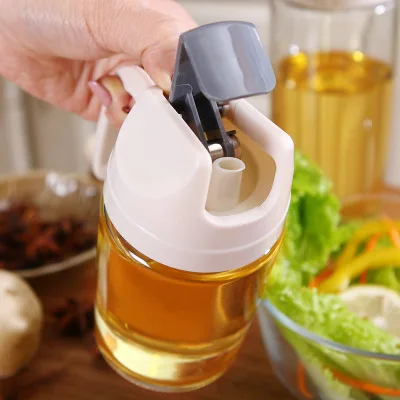 

Moisture-proof Glass Oil Pot Household Leak-proof Oil Bottle Kitchen Automatic Opening And Closing Seasoning Bottle With Lid