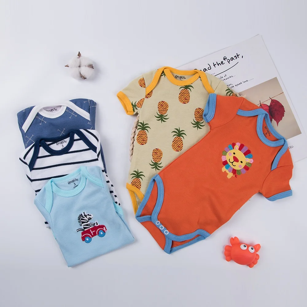 

5 pieces/lot Newborn randomly design Infant bodysuit 100% cotton short sleeve Colorful baby romper set, Random