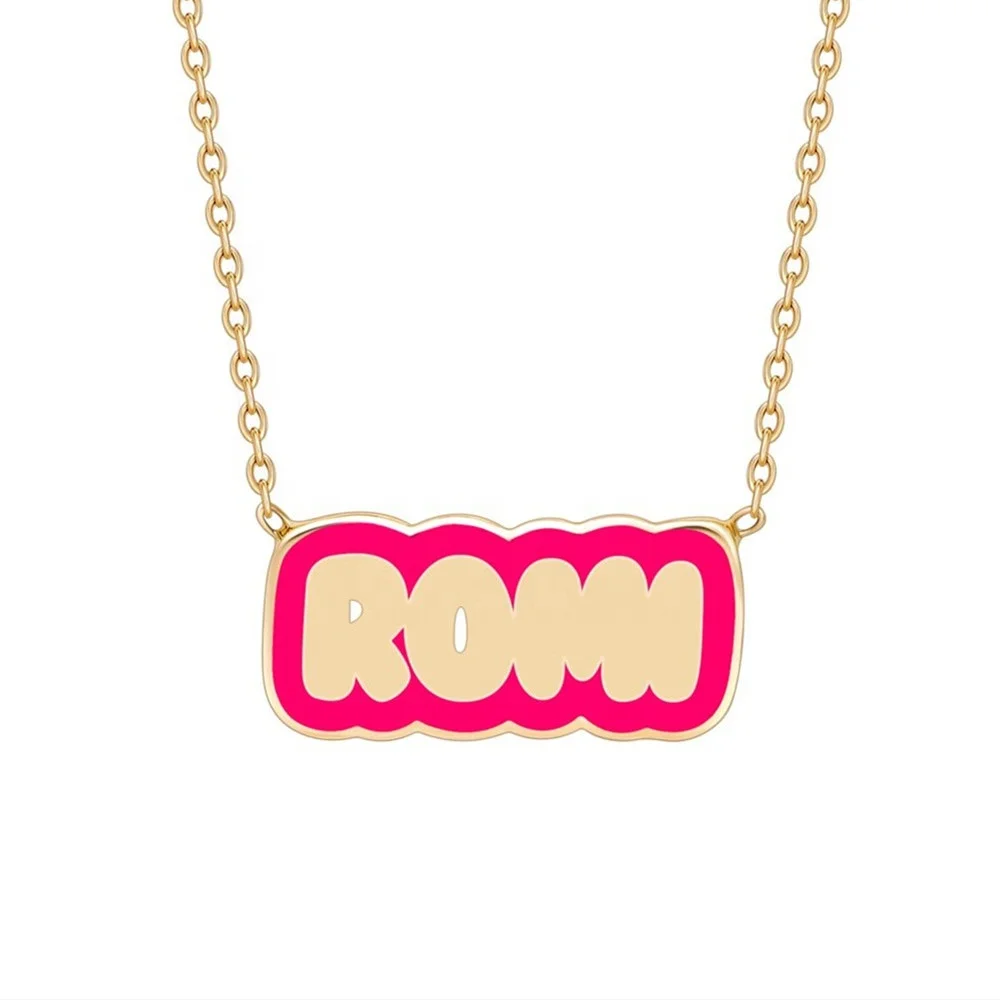 

Hot Sale name plate necklace custom jewelry Personality Custom Name Necklace Gift Enamel Bubble Name Necklace