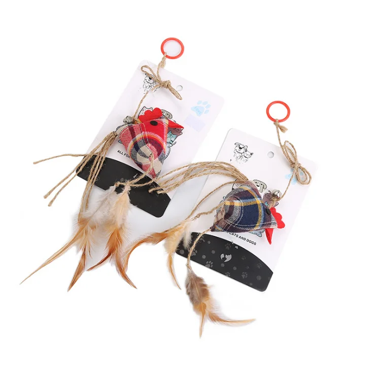 

Wholesale high quality pet supplies plaid cotton rope ring cat toy funny cat stick