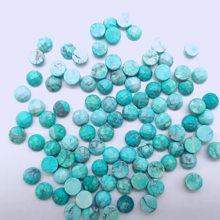 

Professional manufacturer selling grinding and polishing facet turquoise round cabochon, Blue