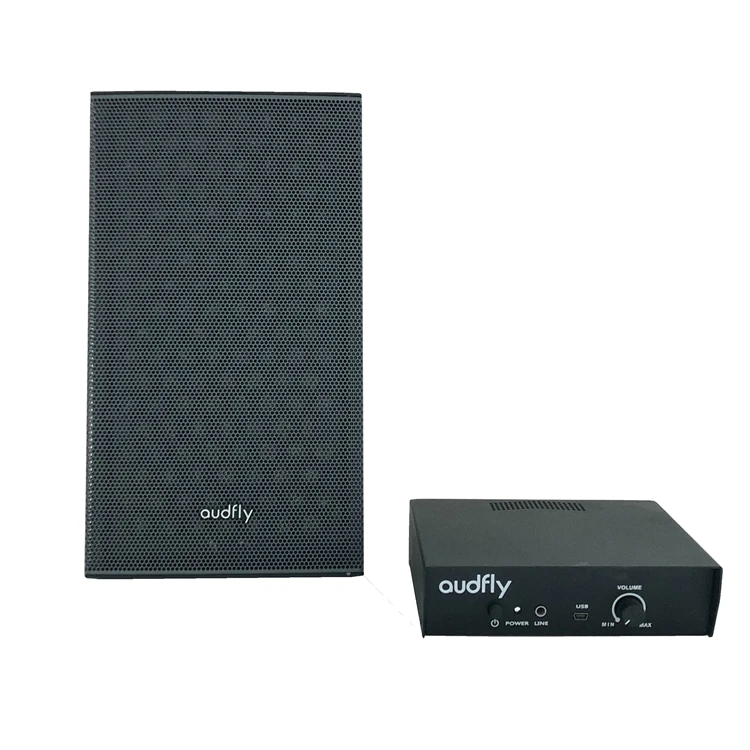 

Black Color Wall Mount Directive Speaker Audfly Ultrasonic Museum Speakers Directional Sound