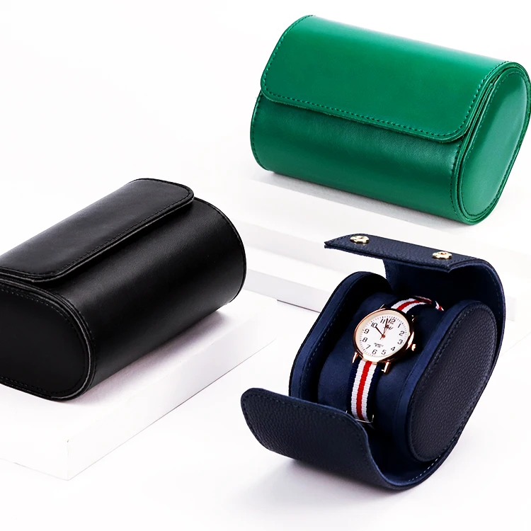 

2 slot watch roll travel case leather storage box