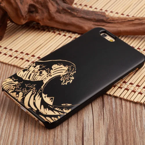 

Black Bamboo Wood Case Laser Engraving Custom Design Plastic Wooden Cell Phone Case For iPhone 8