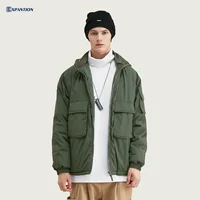 

EXP Fashion New Arrivals Winter Stitching Color Block Men parka coats Hip Hop Loose Fit Hooded Jackets