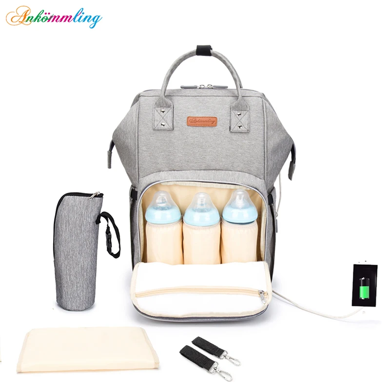 

CE/CPC OEM/ODM 2020 amazon hot sales fashion waterproof shoulder Mommy bag baby diaper bag, Gray