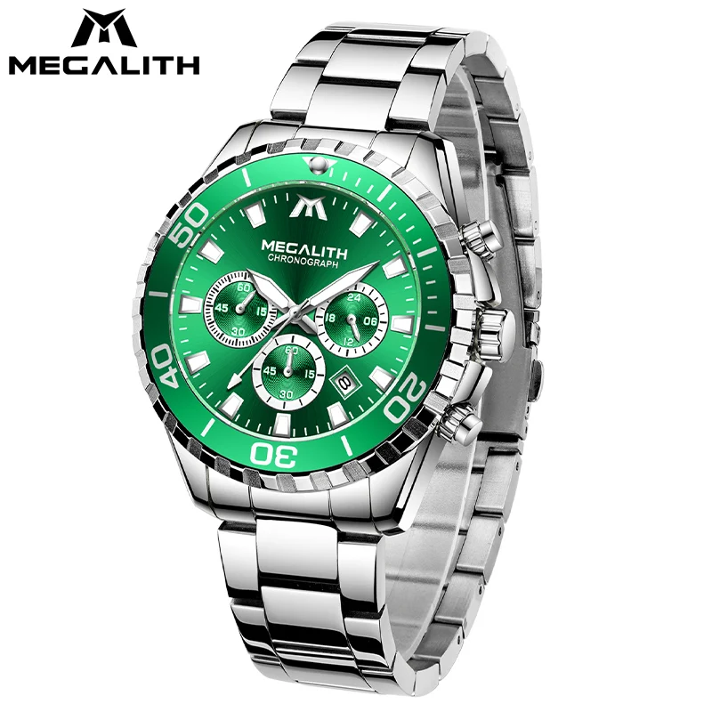 

Casual Relojes Hombre Megalith Brand Chronograph Mens Watch 3atm Water Resistant Quartz Watch