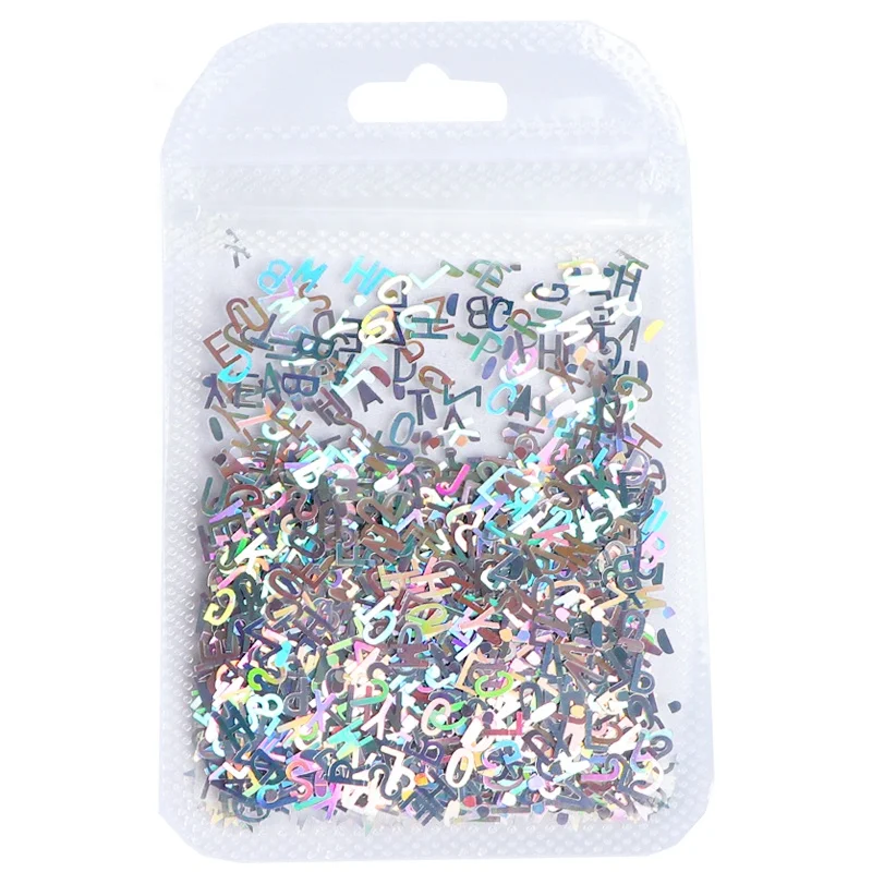 

Mirror Shiny Letter Nail Sequins Paillette Colors Nail Holographic Glitter 3D Flakes Slices Art Accessories