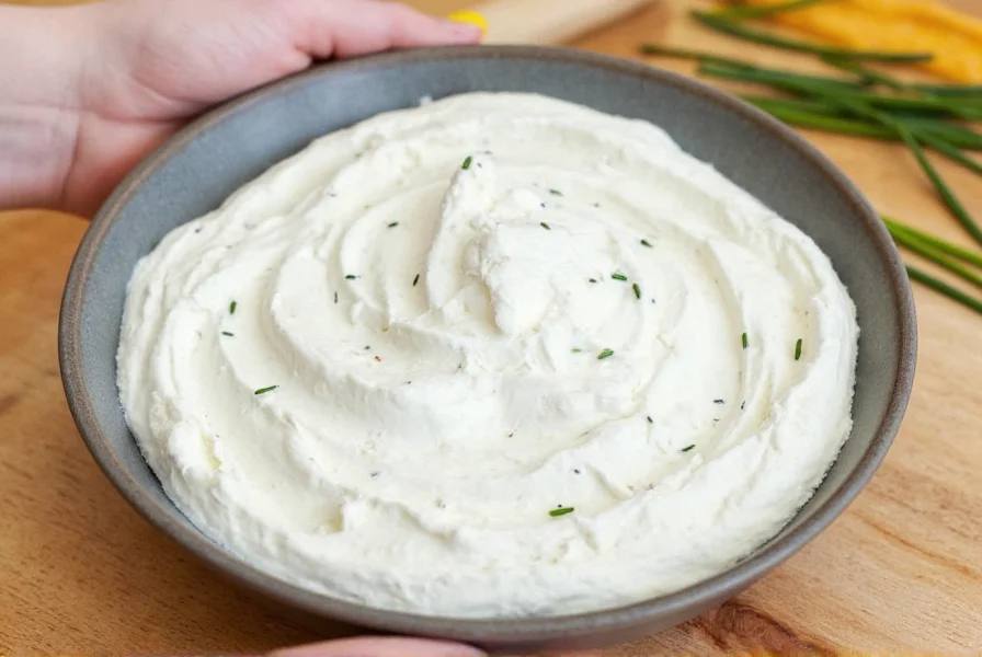 Dish with cream cheese dip and vegetable sticks