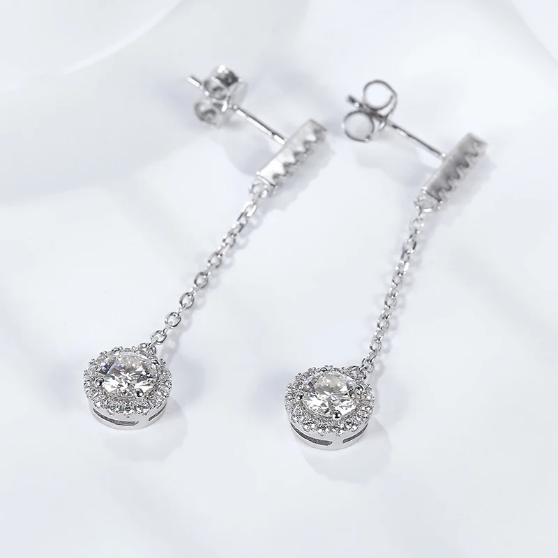0.5/1ct Moissanite Round Shape Drop Earrings Sterling Silver Earrings 925 Silver Designs Beautiful Earring for Women