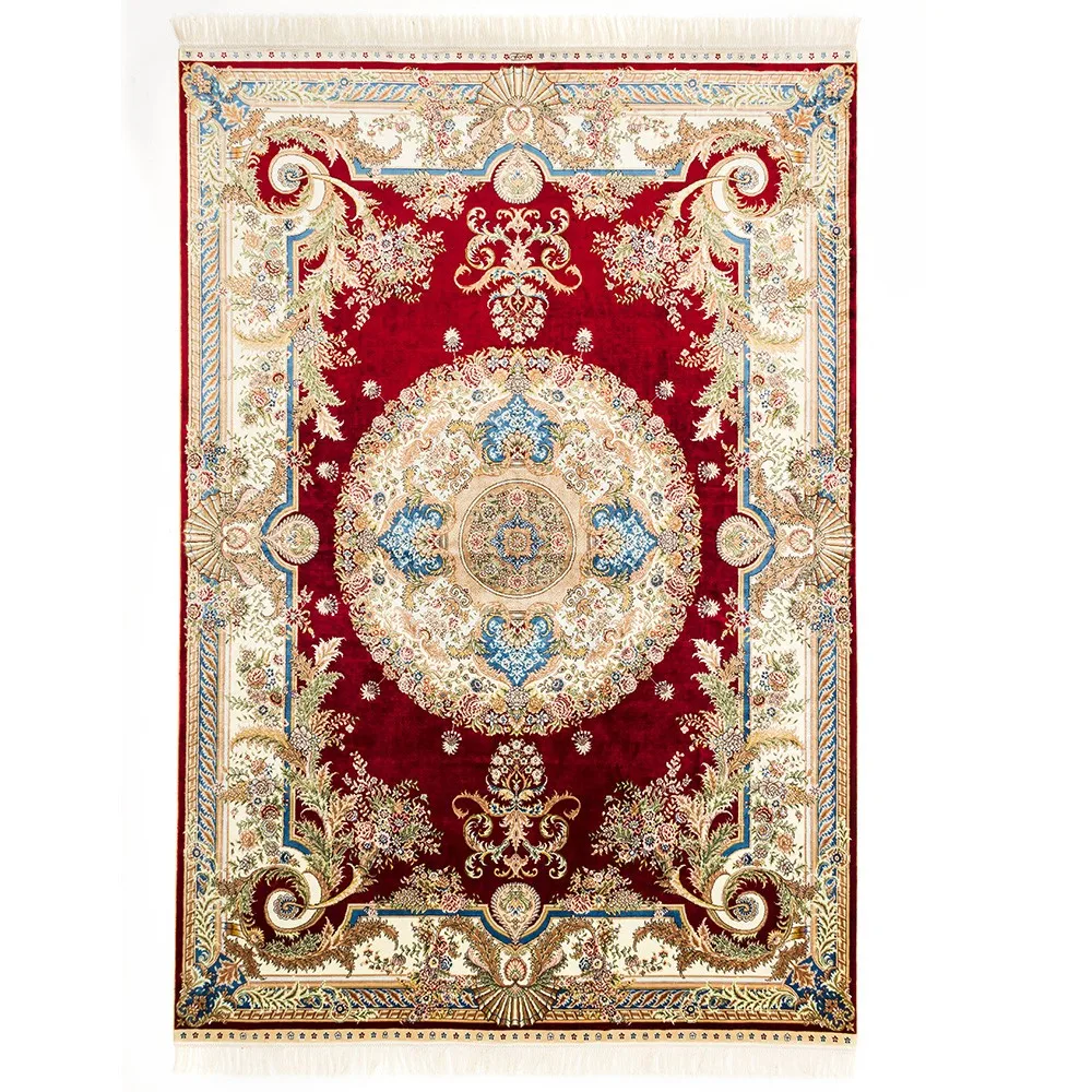 

Discount! Fine Silk Hand Knotted alfombras persas isfahan 5 by 7 feet Persian Carpet for living room