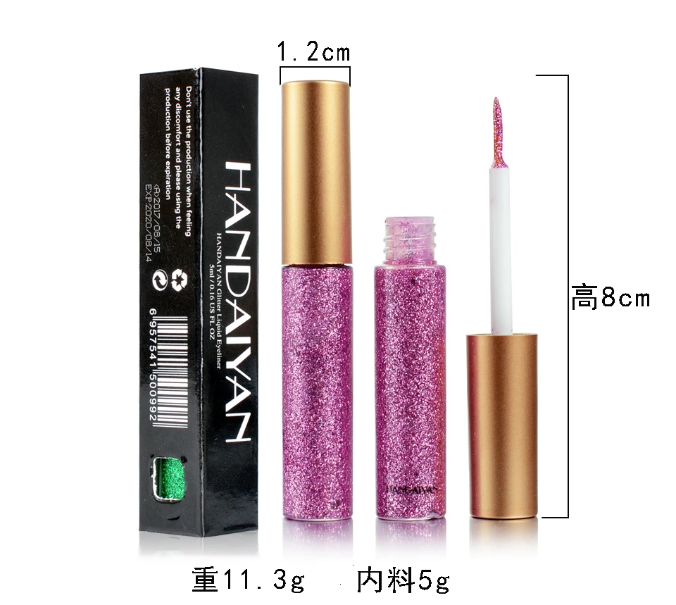 

handaiyan makeup cosmetics glitter shimmer luxury vegan colored whole felt tip liquid eyeliner