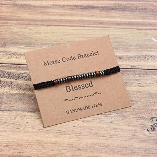 

2021 Hot sale handmade Morse code couple hand strap letters numbers meaning braided bracelet, Pictures shown