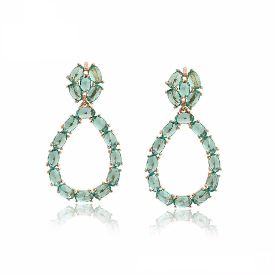 

S00139714 Xuping Jewelry Exquisite fashion crystal studded 18K gold women's high sense long earrings