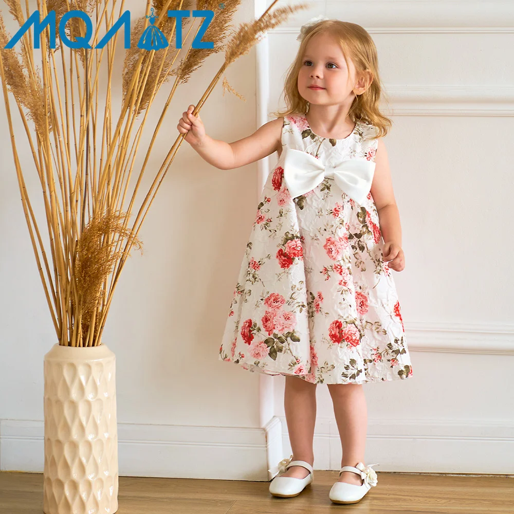 

MQATZ Party Dress Princess Children Flower Girls Dress Kids Frock Girl Wedding Eid Muslin Printing Dress