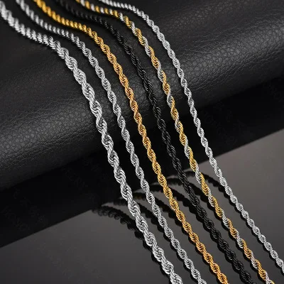 

2020 Hot Sale Gold Plated Rope Chain Necklace DIY Jewelry Accessories Stainless Steel Rope Chains For Jewelry Findings, As pictures show