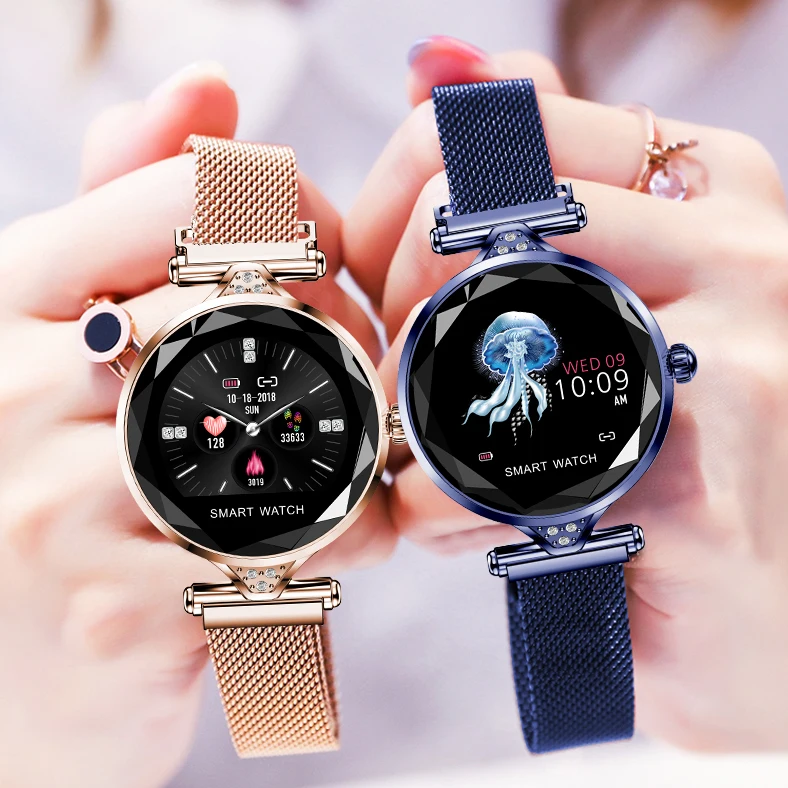 

Trending Products 2021 New Arrivals Women Lady Design Luxury Light Bracelets Smart Wrist Watch with Metal Strap