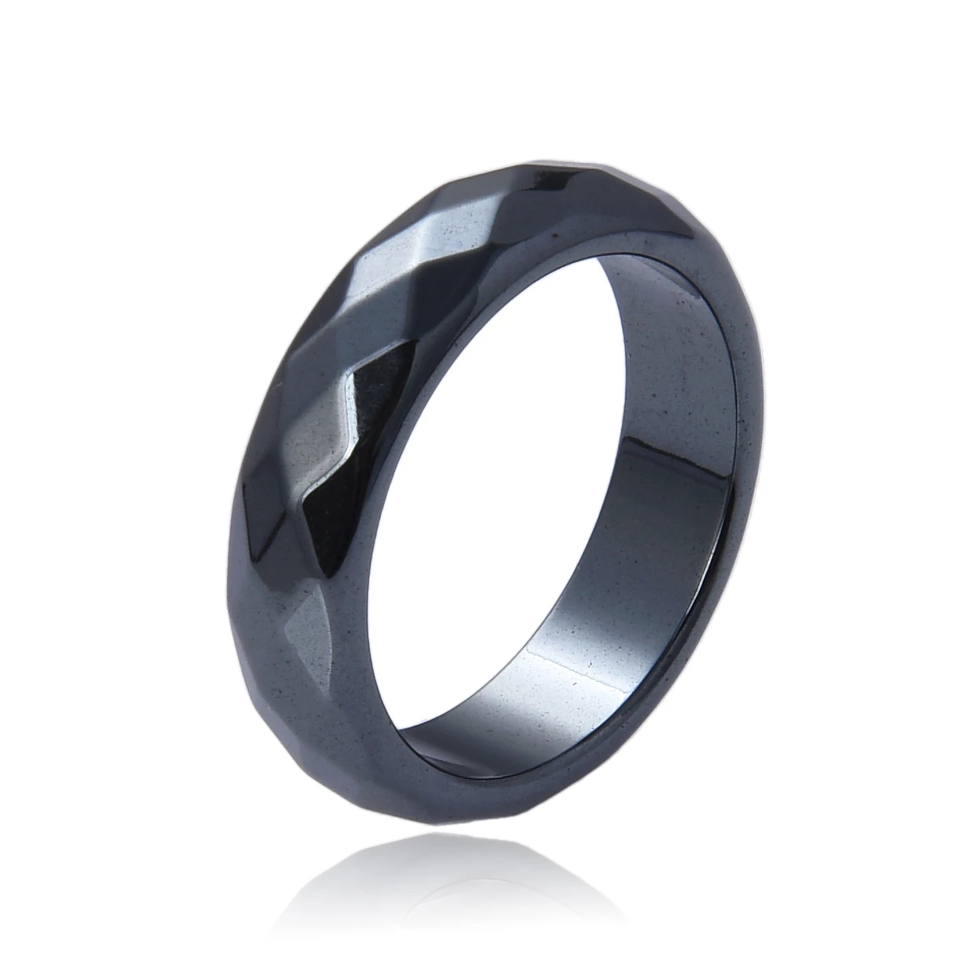 

Yasiqi factory direct wholesale exquisite faceted black hematite ring, As picture
