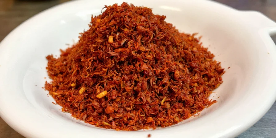 Garlic noodles with chili flakes served in a bowl