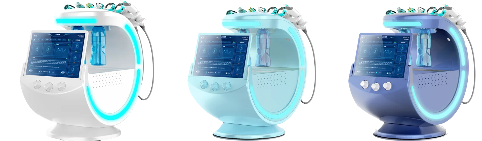 2020 Multifunctional 7 in 1 new magic mirror monitoring aqua facial smart ice blue skin management system