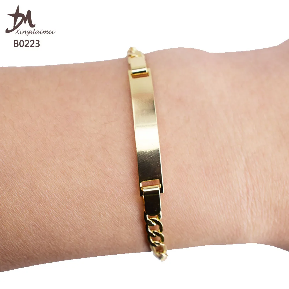 

B0223 Fashion neutral 18K gold plated women simple design charm bracelet
