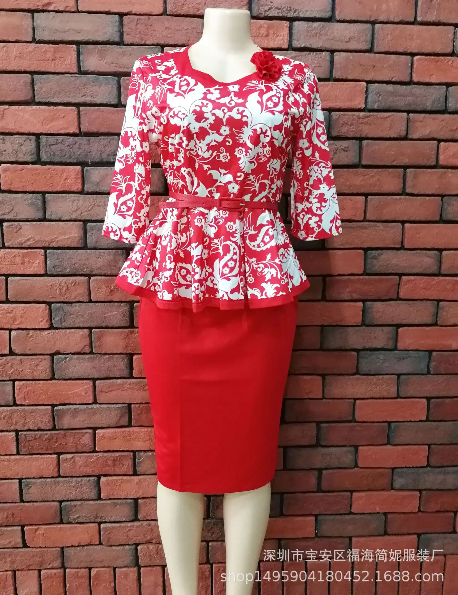 

A6451 wholesale African Pink Plain Elegant women clothing Pumps fashion office ladies Red professional dress, Burgundy, pink, red, blue