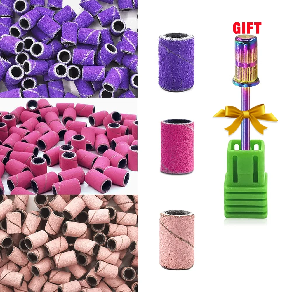 

Sanding Bands 50Pcs 9 Colors Efile Sanding Bands #180 Grit Purple, 120 Grit Pink, 240# Grit Red for Acrylic Nails Drill