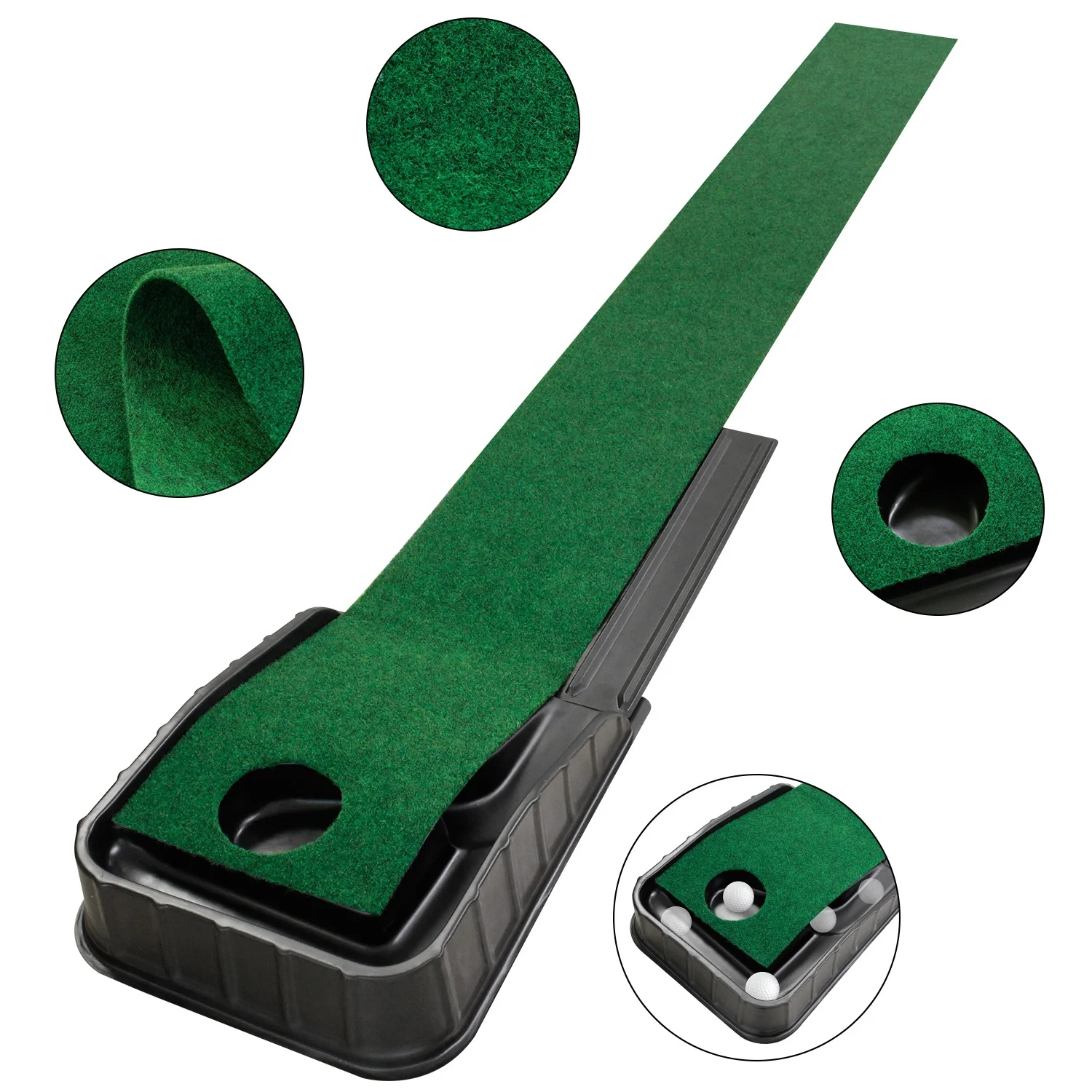 

Golf Putting Green 7.33FT*1FT Golf Putting Trainer Mini Golf Mat with Auto Ball Return Function for Home/Outdoor/Office Use