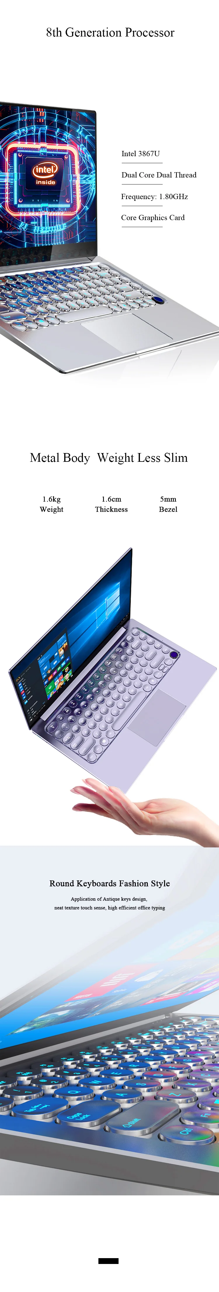 Ultra Thin Business Laptop with 512GB SSD 14" Display and Intel Celeron 3867U Processor