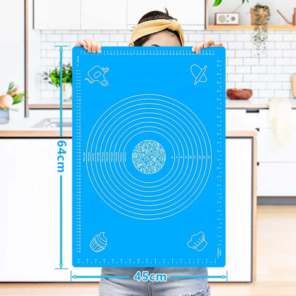 

Amazon best sellers 64*45 cm flexible Non-stick custom silicone baking mat for pastry rolling with measurements