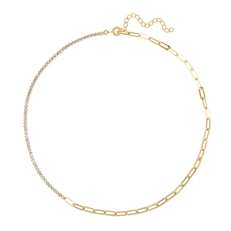 ROXI Fashion s925 sterling silver paper clip chain tennis necklace gold plated 18k jewelry