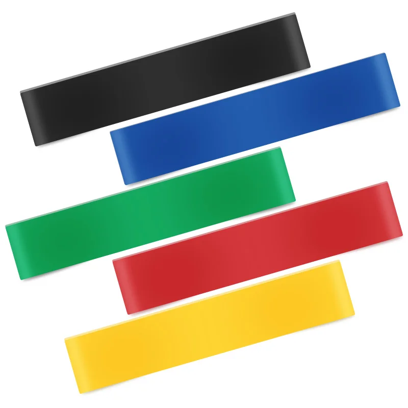 

Wholesale 5 loops elastic fitness resistance bands set no logo natural latex Exercise bands, Black red yellow blue green