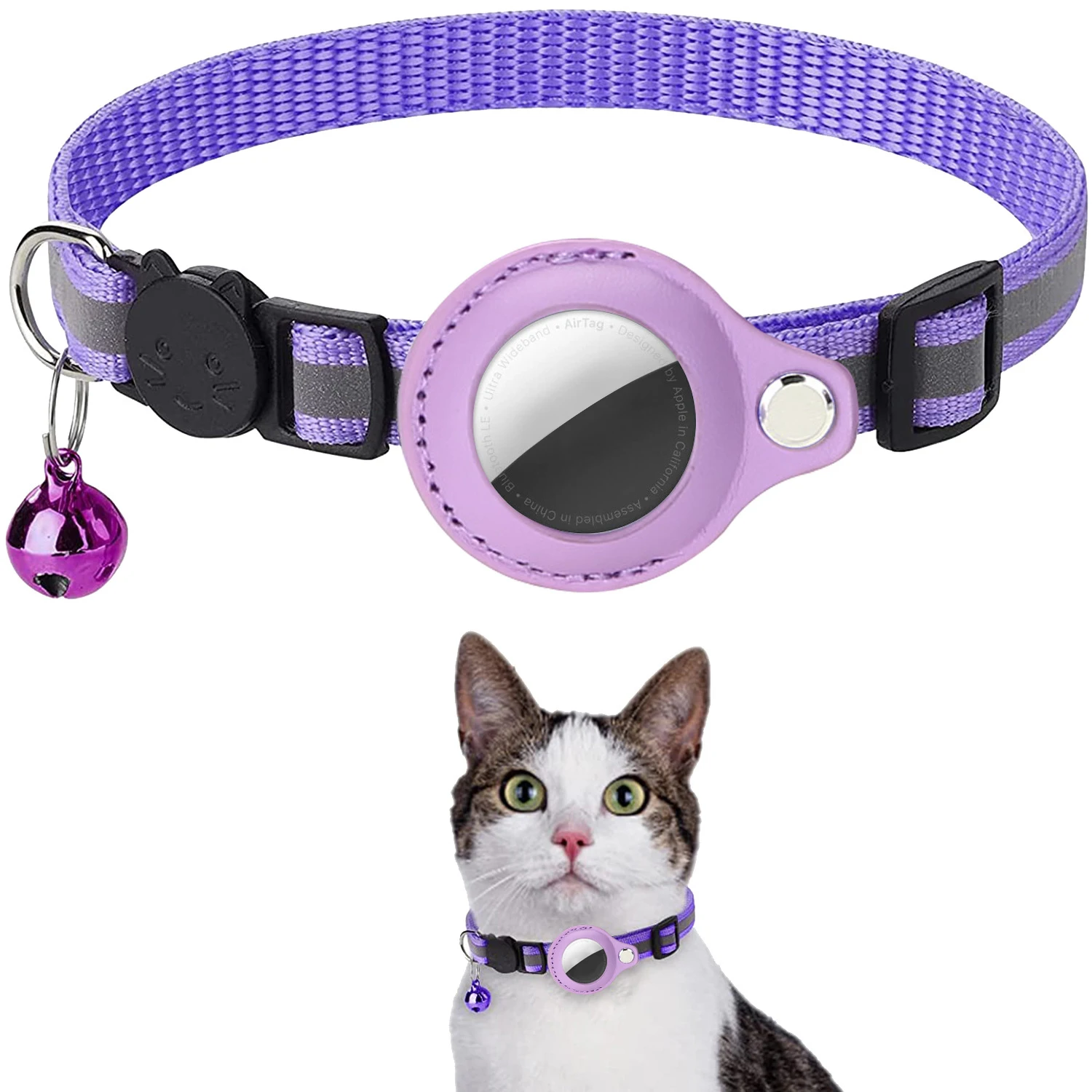 

Adjustable Cat Collar with Airtag Holder for Small Pets