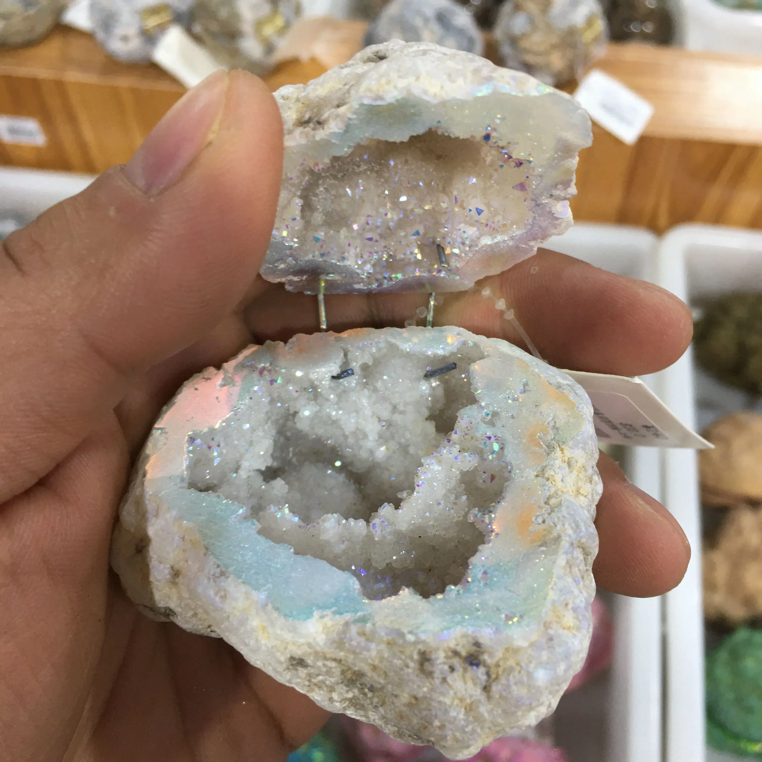 新产品玛瑙geode angle aura石英水晶geode