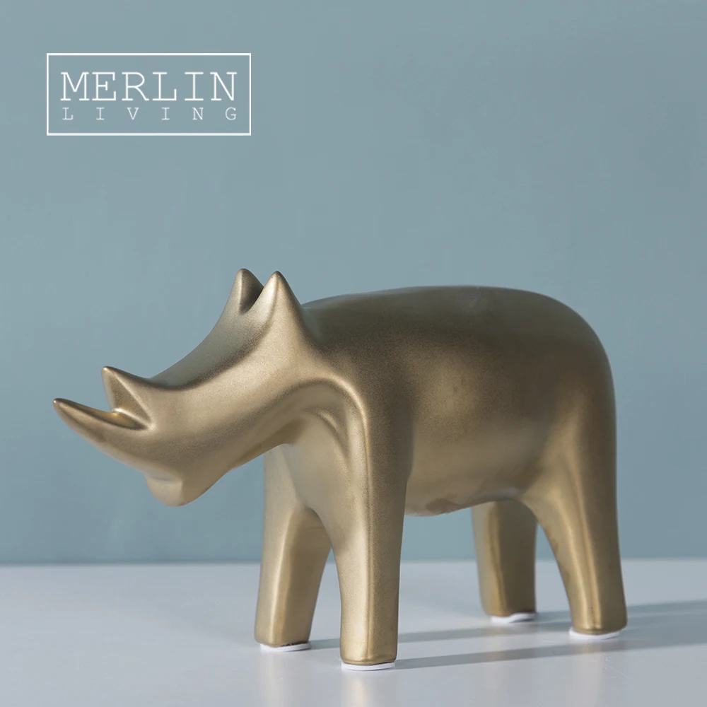 Gold Animal Statue Sculpture Ceramic Figurine Arts And Crafts Office