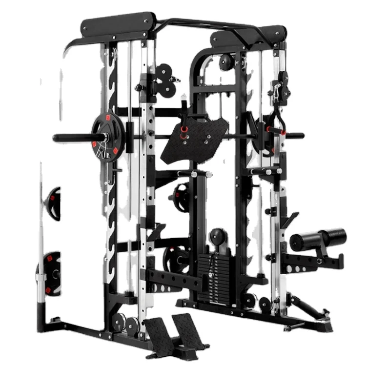 

2021 smart home leg squat machine bench press steel cross cable bottoms smith supplies multi functional gym equipment, Black
