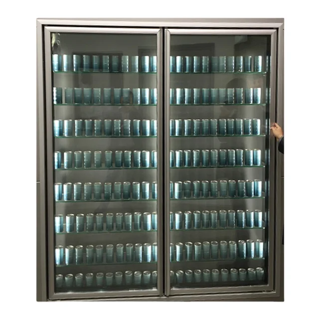 

Commercial Refrigerator Display Showcase Walk In Cooler Glass Door With Shelves For Supermarket