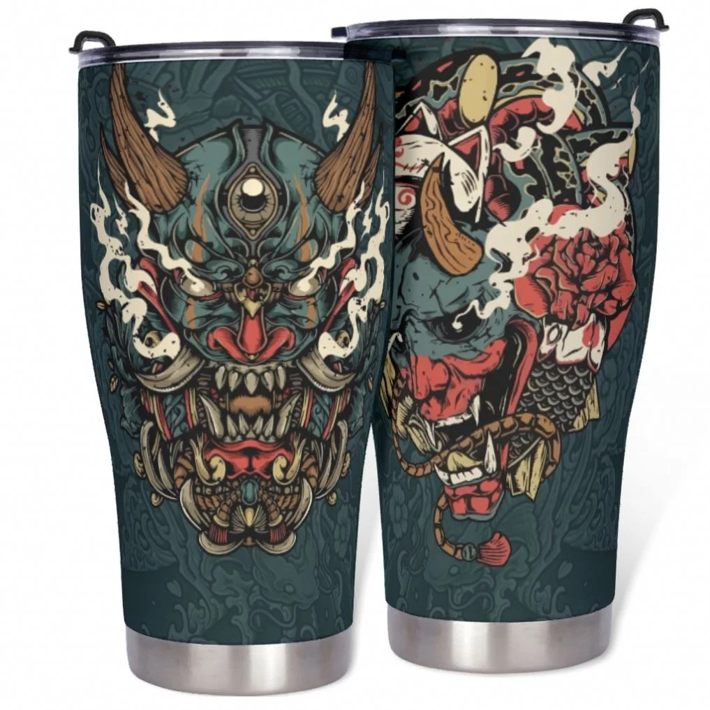 

Sublimation Custom Logo Print Simple White Coffee Cups Japan Samurai Tattoo Car Cup Top Quality