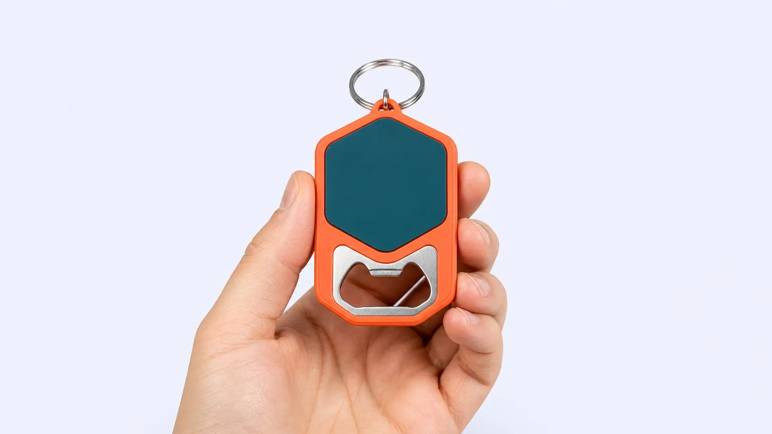 Hand holding PVC keychain