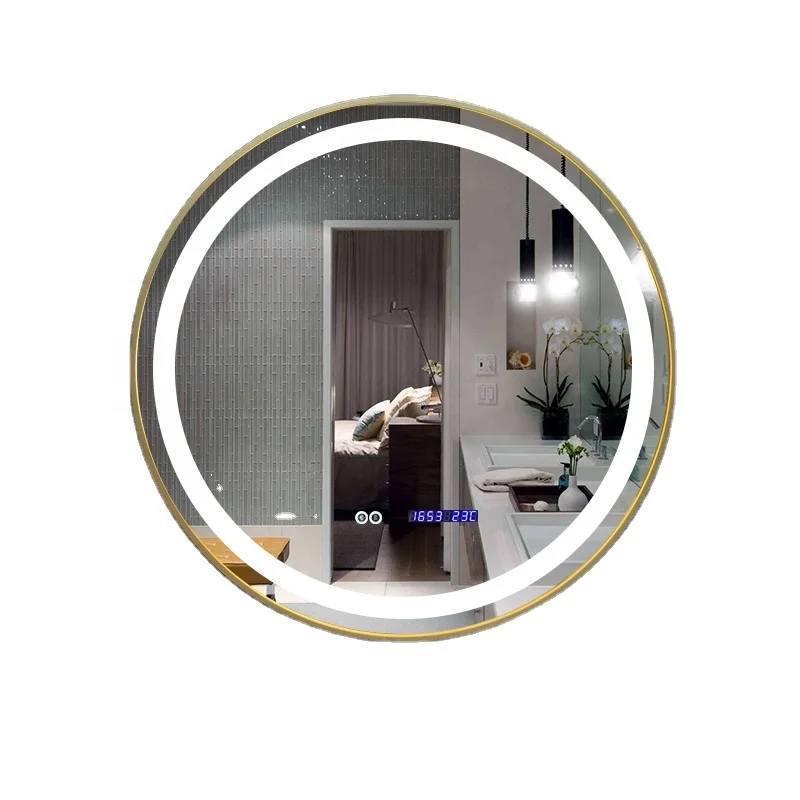 Large size guarantee quality round environmentally friendly led light hotel bathroom lighting mirror