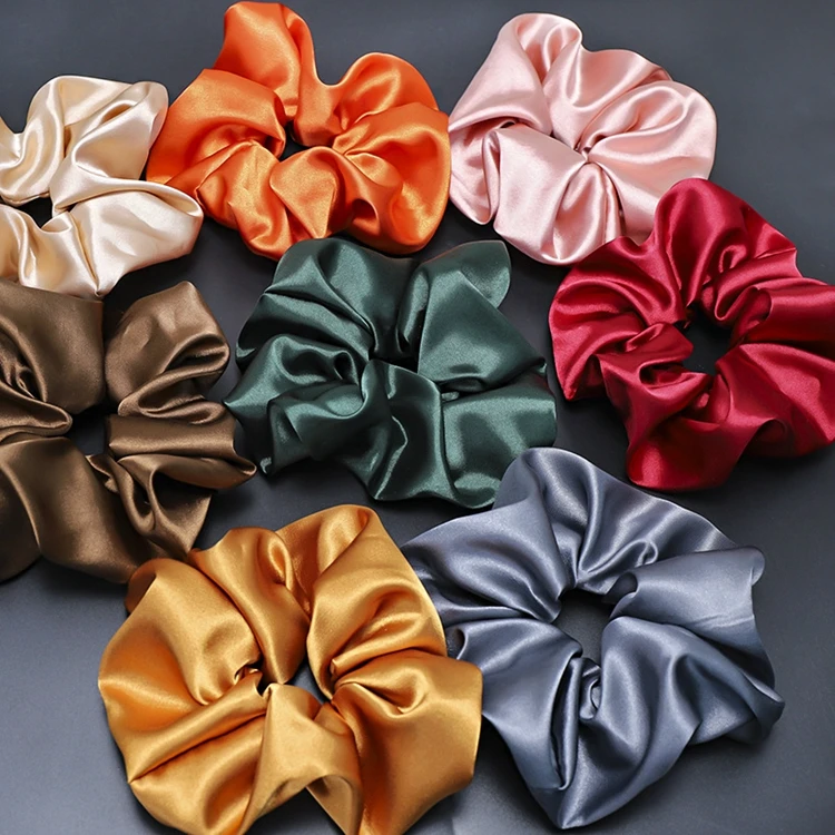 Fashion Lovely Silk Hair Scrunchies Fabric Hair Accessories Solid Color